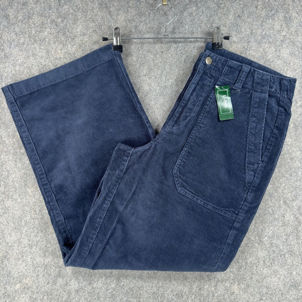 L.L.Bean 207 Vintage Corduroy Pants Womens 10 Blue Wide Leg High Rise Casual